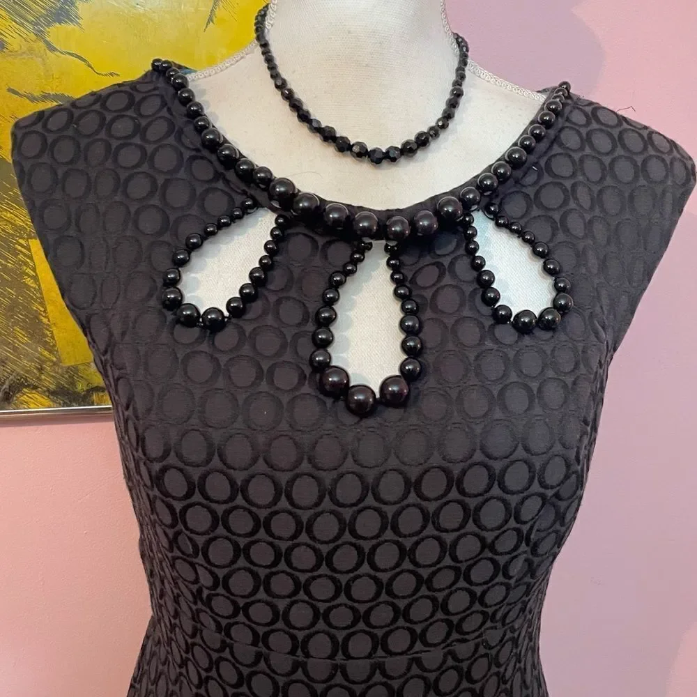 Donna Ricco Black Bead Embellished Three Keyhole Neckline Sheath Dress - Picture 6 of 12